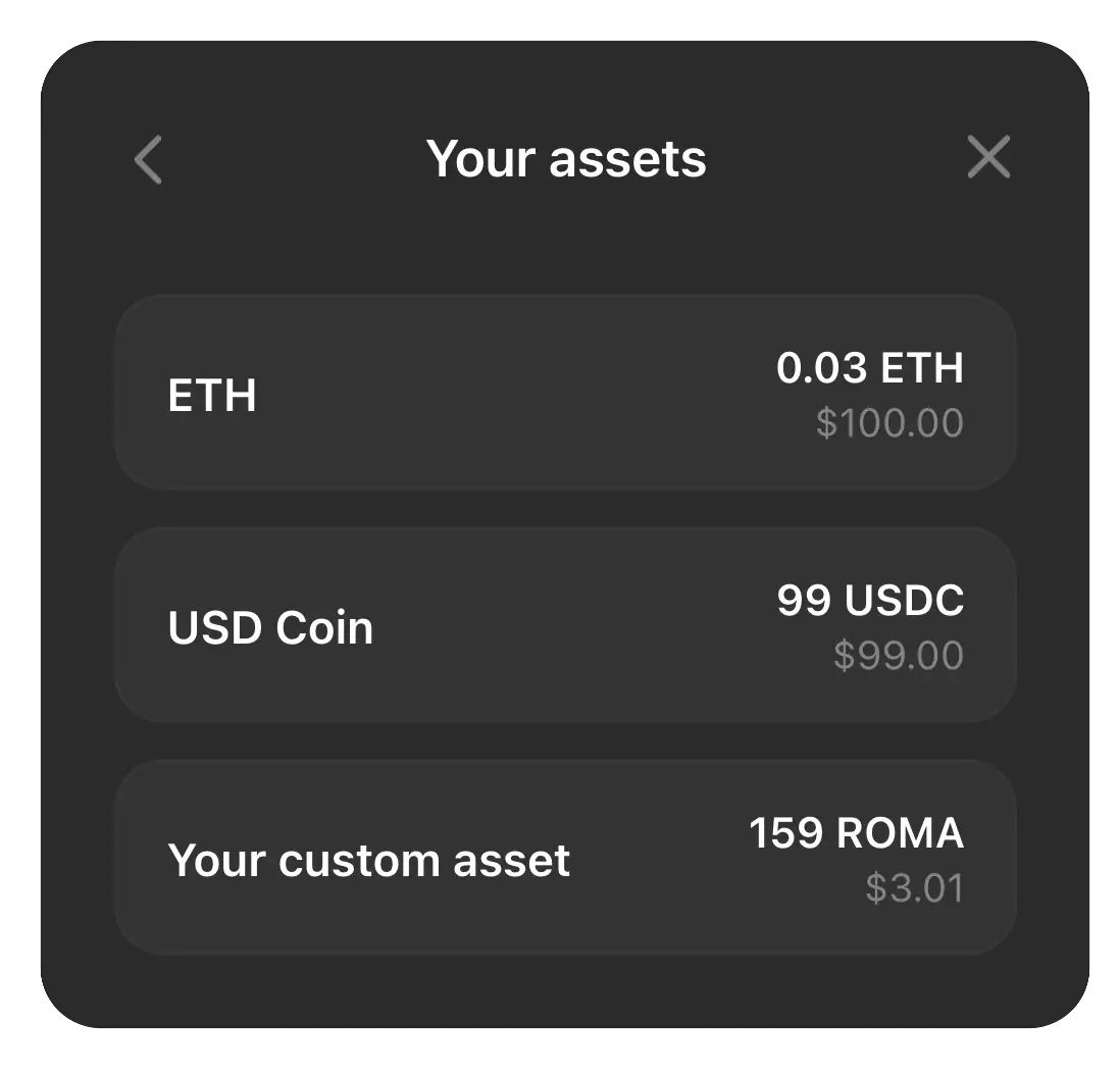 Wallet Assets UI